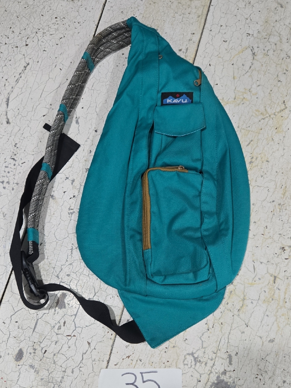 Kavu Teal Belt Sling Bag with Black Strap